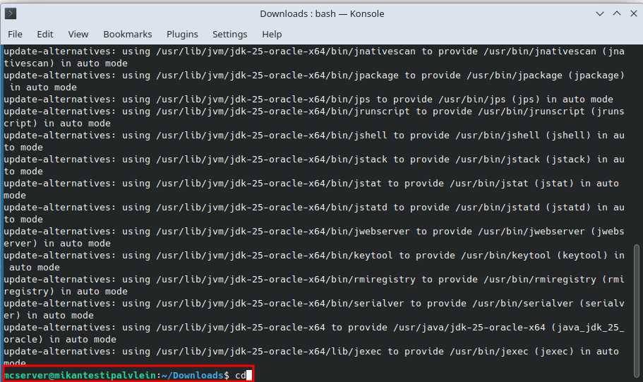 Exiting the Downloads folder.