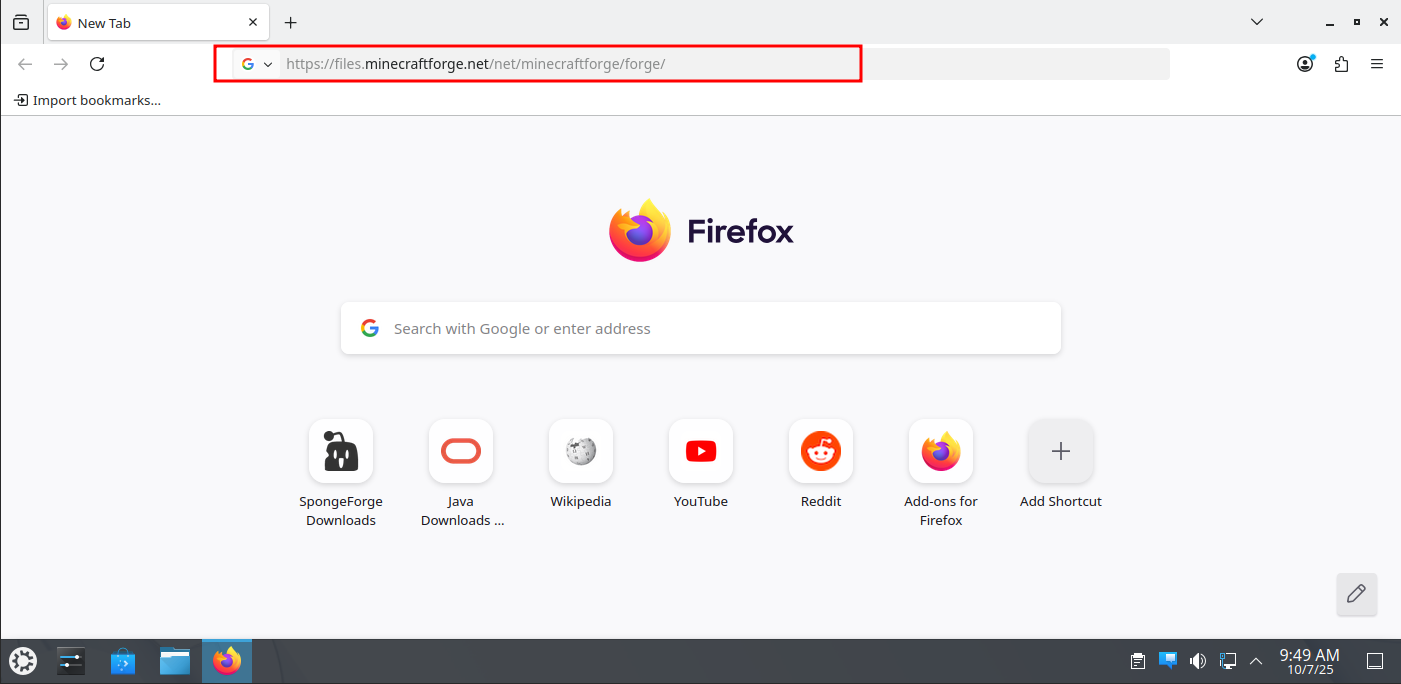Pasting the link into the browser's search bar.