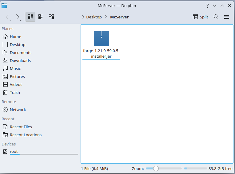 Forge file in the server folder.