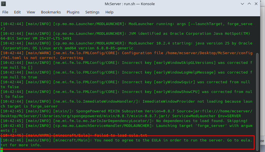 EULA must be accepted error.