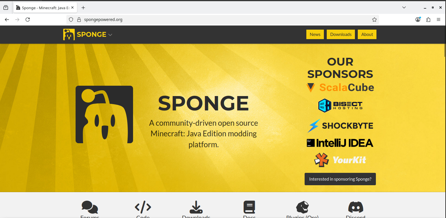 Spongeforge nettisivu.