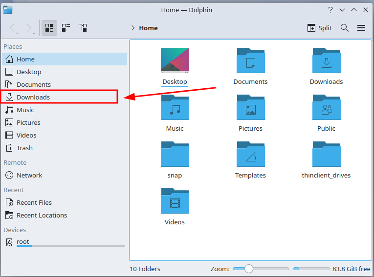 Navigating to the Downloads folder.