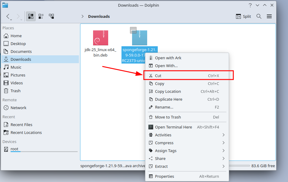 Cutting the SpongeForge file.